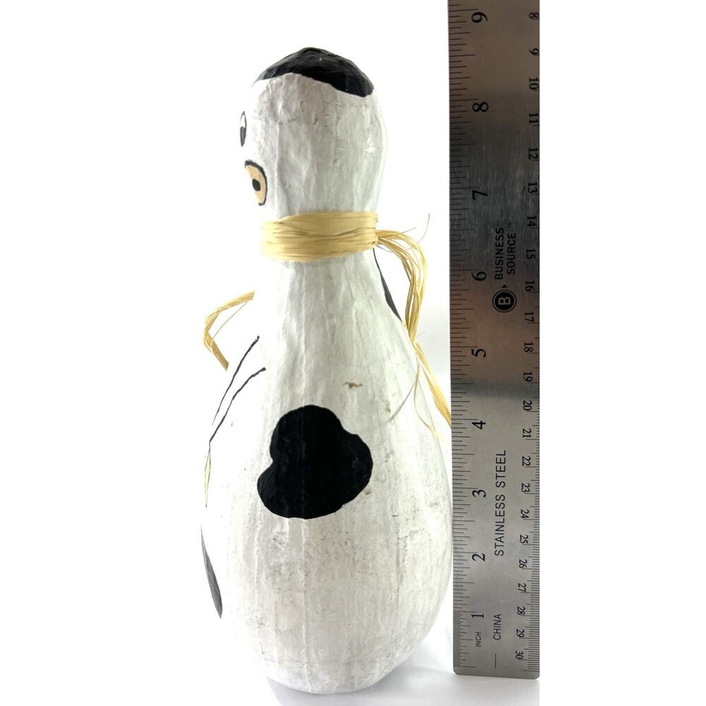 Vintage Paper Mache Gourd Folk Art Cow Figurine Weighted Primitive Decor - Picture 6 of 7